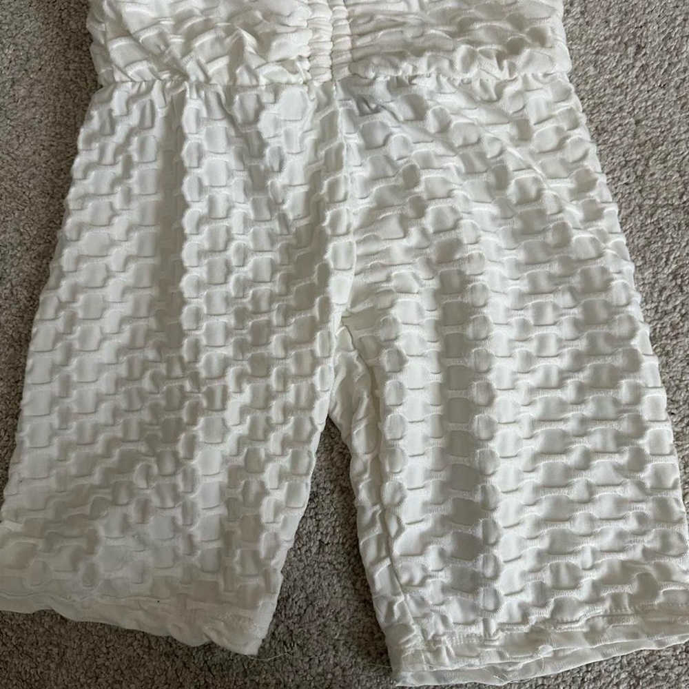 White Textured Shorts